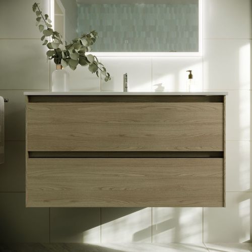 Тумба под раковину Sancos Cento CN90KE 90х50 подвесная цвет коричневый - фото 4