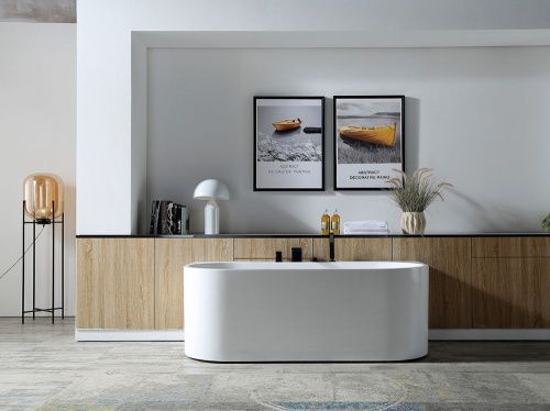 Ванна акриловая Abber AB9310 170х80 пристенная овальная с каркасом - фото 2