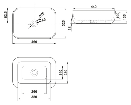 Раковина мебельная из сантехнического фаянса Melana 320328MG-805 50х30 накладная цвет серый - фото 3