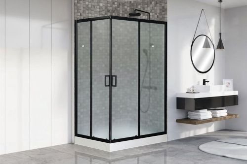 Душевой уголок Royal Bath HP RB8120HP-C-BL-R 120х80 стекло матовое профиль черный с поддоном