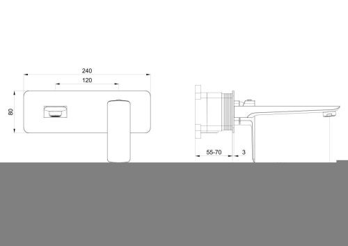 Смеситель для раковины Wonzon & Woghand Edge WW-88869003-BG встраиваемый в стену золото - фото 2