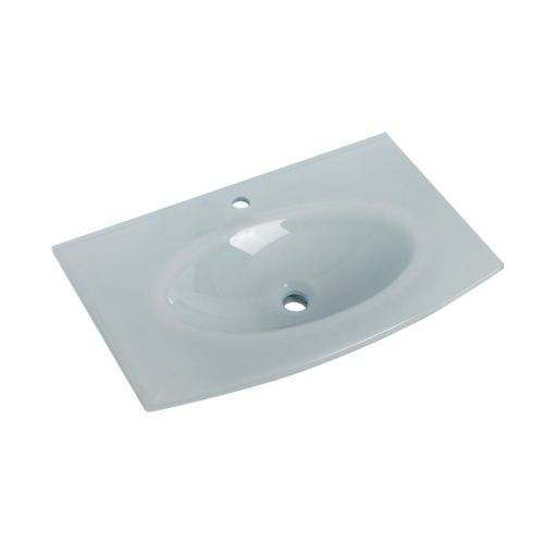 Раковина стеклянная Cezares 82415 80х50 подвесная цвет белый 1 отверстие под смеситель - фото 2