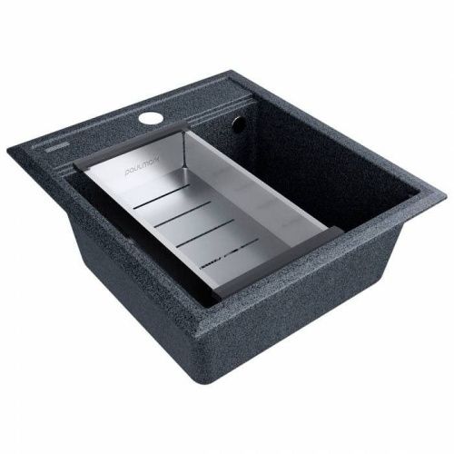 Кухонная мойка + коландер Paulmark PM114651-DG+A375-BS 45х50 цвет серый