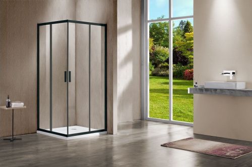 Душевой уголок Vincea Garda VSS-1G100CLB 100х100 стекло прозрачное профиль черный без поддона - фото 2