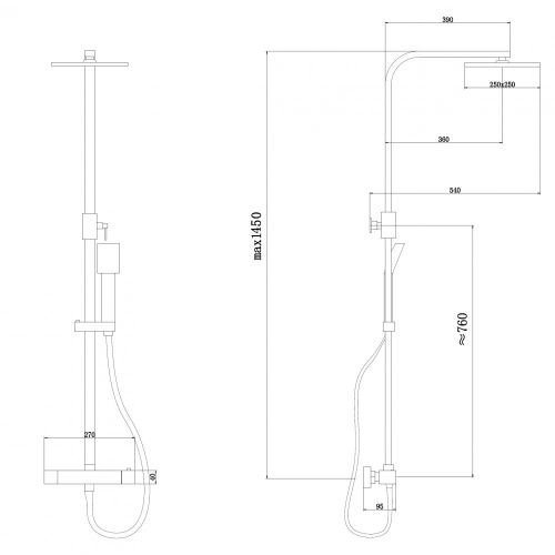 Душевая стойка Abber AF8260BL настенная цвет черный с термостатом - фото 3