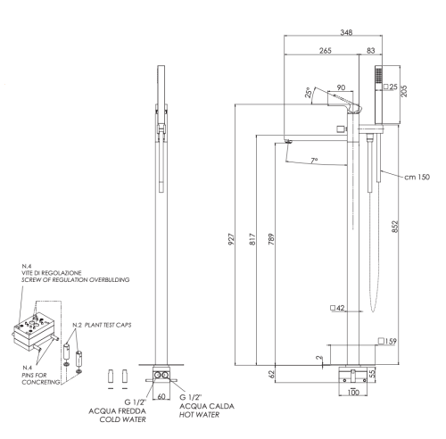 Смеситель для ванны Remer Absolute AU08CFP напольный черный - фото 2
