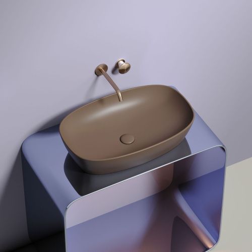 Раковина из сантехнического фарфора Ceramica Nova ELEMENT CN6049MDB 60х40 накладная цвет коричневый без отверстий под смеситель - фото 2