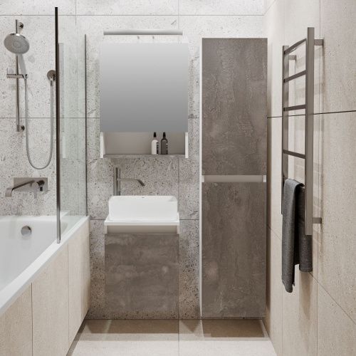 Тумба под раковину Runo БАРИ 00-00001376 40х40 подвесная цвет серый/белый - фото 4