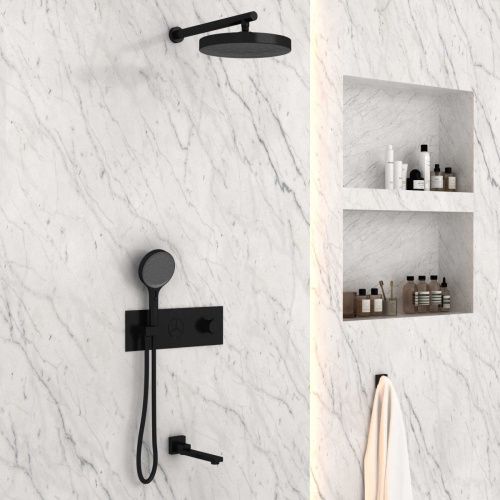 Душевая система Vincea VSFW-432TI2MB встраиваемая в стену цвет черный с термостатом