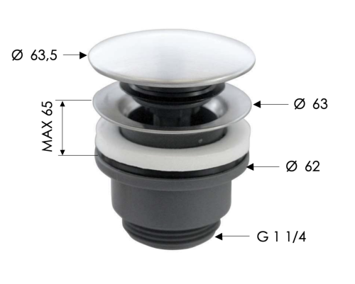 Донный клапан Remer SS905CCR114 нержавеющая сталь - фото 2