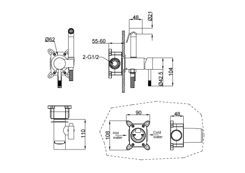 Гигиенический душ со смесителем Boheme Uno 467-WCR белый - фото 2