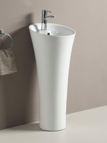 Раковина из сантехнического фаянса WeltWasser WW SK 10000008707 40 см напольная цвет белый 1 отверстие под смеситель - фото 2