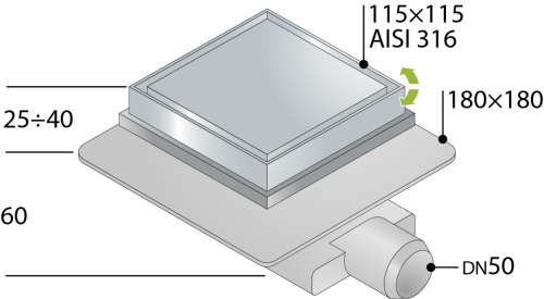Душевой трап OMP Tea Tirana 2665.592.8 нержавеющая сталь - фото 2