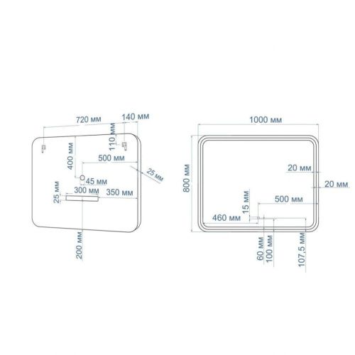 Зеркало с подсветкой Art&Max GENOVA AM-Gen-1000-800-DS-F 100х80 подвесное - фото 2