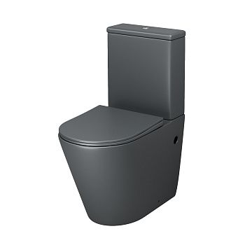 Унитаз напольный с бачком Grossman Color GR-4480GMS серый с сиденьем микролифт безободковый каскадный смыв