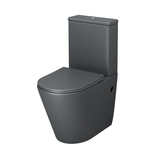 Унитаз напольный с бачком Grossman Color GR-4480GMS серый с сиденьем микролифт безободковый каскадный смыв