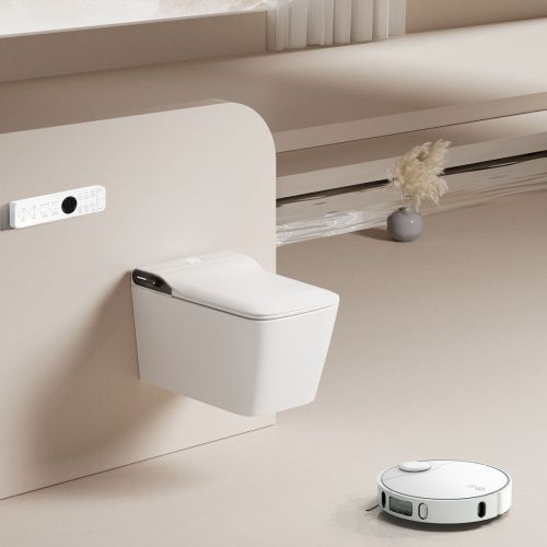 Унитаз-биде подвесной Abber Rechteck AC1215S белый с сиденьем микролифт импульсный смыв - фото 3