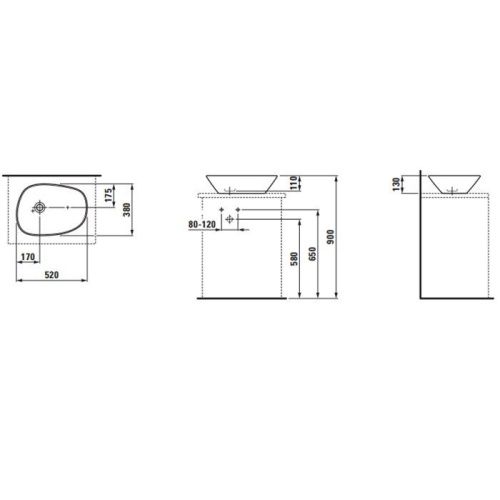 Раковина керамическая Laufen Palomba 8.1680.2.400.112.1 50 см накладная цвет белый без отверстий под смеситель - фото 2