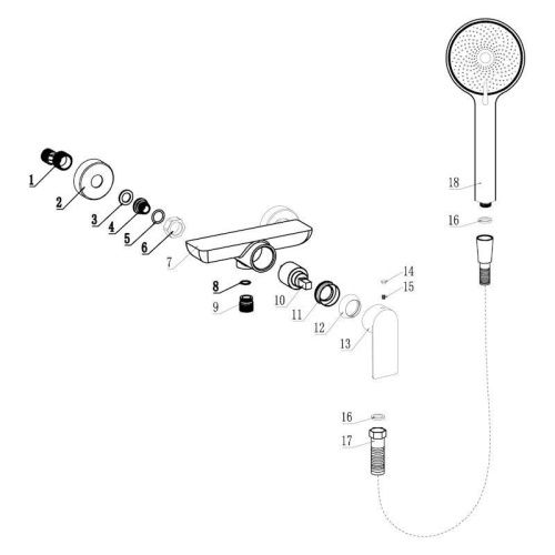 Смеситель для ванны и душа Fmark FS8802Q настенный графит - фото 4