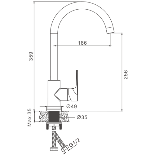 Смеситель для кухни BELZ B70679 на мойку хром - фото 2