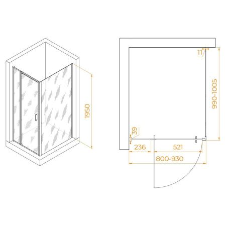 Душевой уголок RGW Passage 350807880-14 100х80 стекло прозрачное профиль черный без поддона