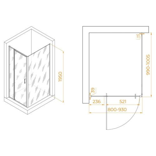 Душевой уголок RGW Passage 350807880-11 100х80 стекло прозрачное профиль хром без поддона - фото 2
