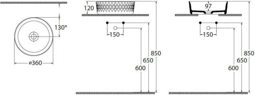 Раковина керамическая Allen Brau Fantasy 4.11033.BD 40х40 накладная цвет красный без отверстий под смеситель - фото 2