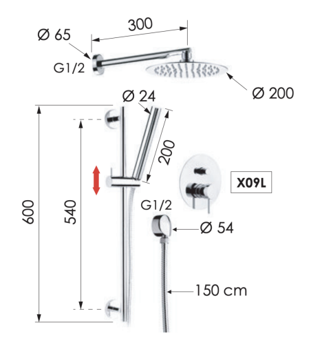 Душевая система Remer X Style X09S01 встраиваемая в стену цвет хром - фото 2