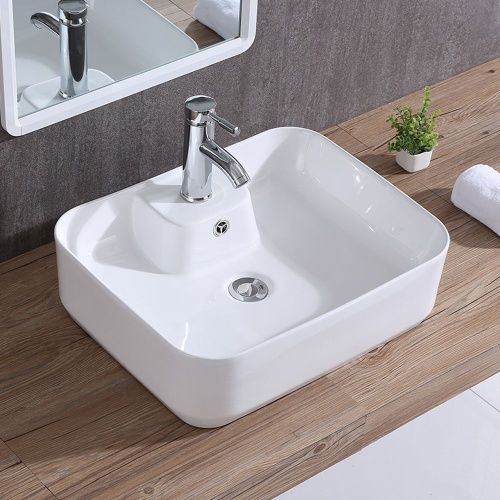 Раковина из сантехнического фарфора WesnaArt Kubus 3011-KUB13 50х40 накладная цвет белый - фото 3