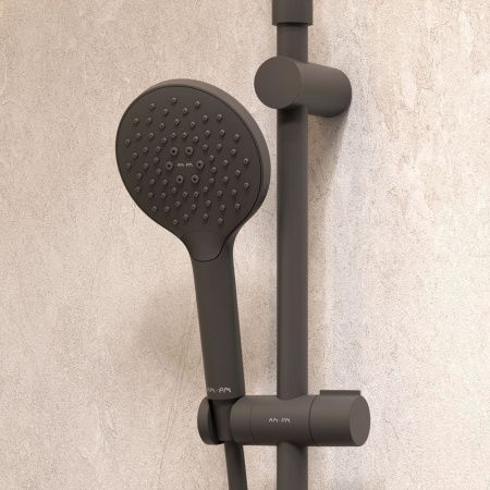 Комплект душевого уголка с душевой системой и аксессуарами Am.Pm Gem S WK93EQ стекло прозрачное профиль черный без поддона