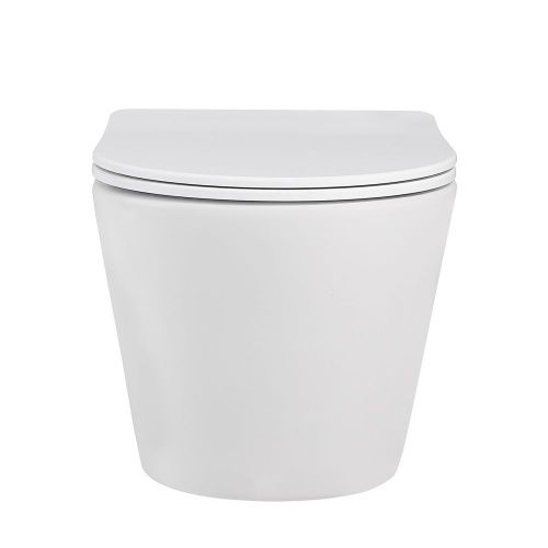 Унитаз подвесной Abber Bequem AC1102MW белый с сиденьем микролифт безободковый каскадный смыв - фото 3