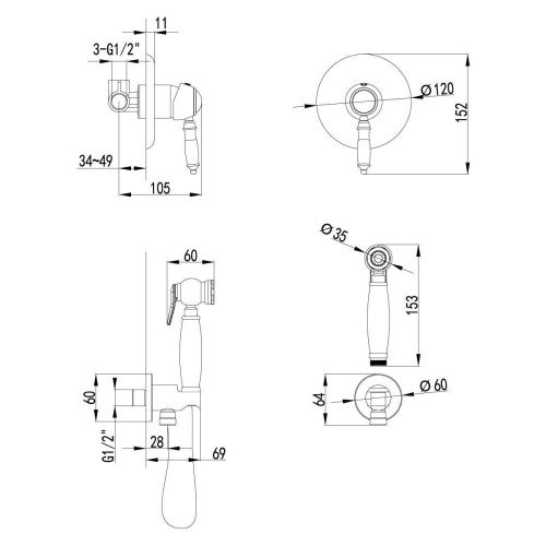 Гигиенический душ со смесителем LeMark Villa LM4819B бронза - фото 2