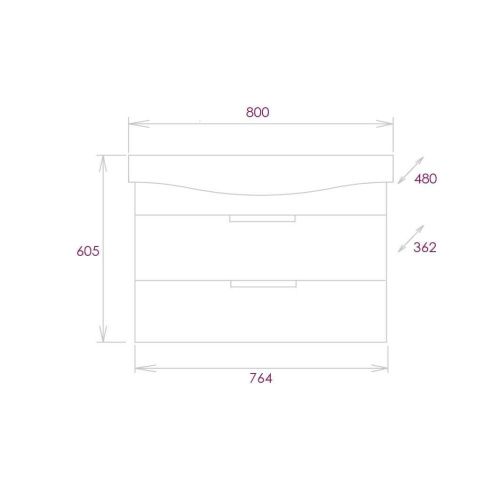 Тумба под раковину Onika Девис 108048 80х40 подвесная цвет серый - фото 3