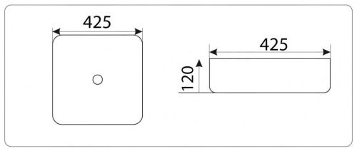 Раковина из сантехнического фаянса CeramaLux D1305H004 40х40 накладная цвет черный 1 отверстие под смеситель - фото 2