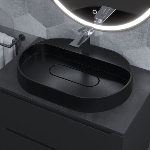 Раковина из искусственного камня Uperwood Tanos Quartz 291030523 60х40 накладная цвет черный - фото 4