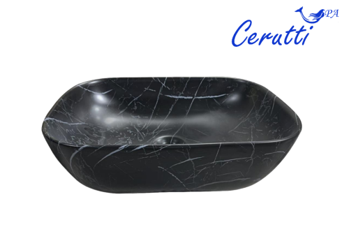 Раковина из сантехнического фарфора Cerutti SPA CR8217MMB 50х40 накладная цвет черный без отверстий под смеситель - фото 3