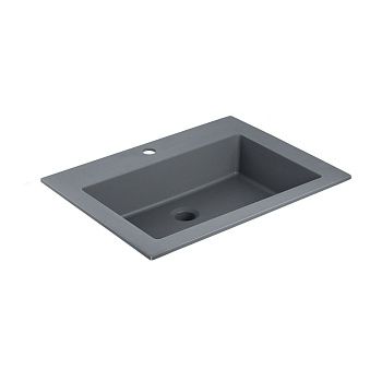 Раковина из искусственного камня Vincea VCB-13600G 60х50 встраиваемая цвет серый 1 отверстие под смеситель