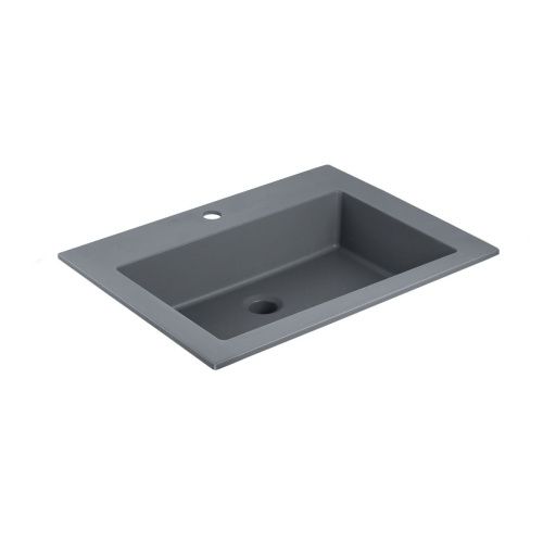 Раковина из искусственного камня Vincea VCB-13600G 60х50 встраиваемая цвет серый 1 отверстие под смеситель