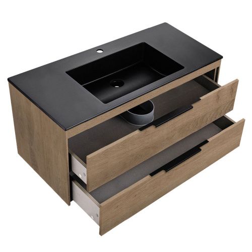 Тумба под раковину Vincea Chiara 2D VMC-2C2100NO 100х50 подвесная цвет коричневый - фото 3