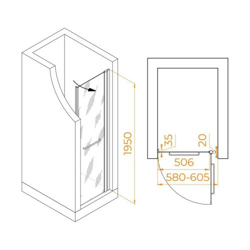Душевая дверь RGW Passage 020810306-21 60х195 стекло матовое профиль хром - фото 2
