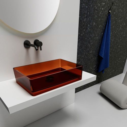 Раковина из полиэфирной смолы Abber KRISTALL AT2803Opal 60х40 накладная цвет коричневый без отверстий под смеситель - фото 2