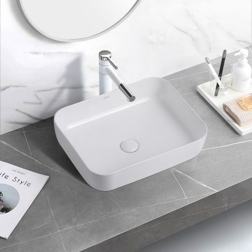 Раковина керамическая Abber RECHTECK AC2202 50х40 накладная цвет белый без отверстий под смеситель - фото 4