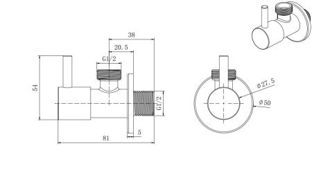 Переходник угловой Aquatek AQ2450MB