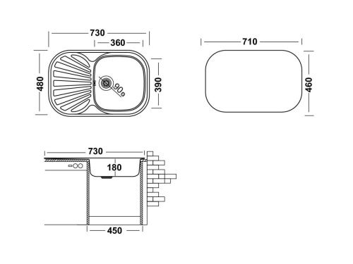 Кухонная мойка Ukinox Галант GAL730.480 -GT8K 2L 75х50 цвет нержавеющая сталь поверхность полированная - фото 3
