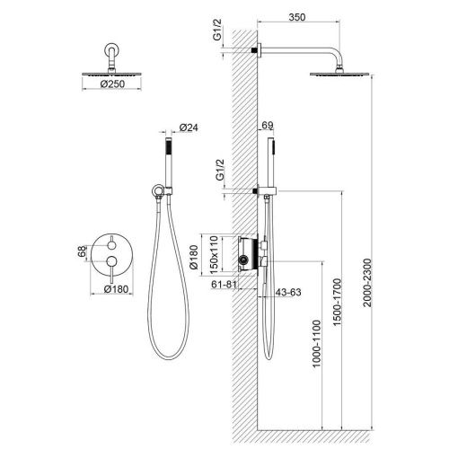 Душевая система Timo Saona SX-2369/17SM встраиваемая в стену цвет золото - фото 2
