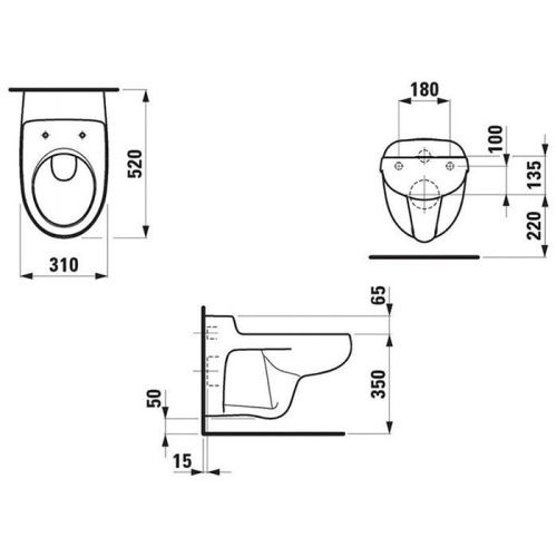 Чаша унитаза подвесная Laufen Florakids 8.2003.1.000.000.1 цвет белый без сиденья каскадный смыв - фото 2