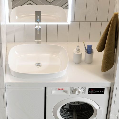 Тумба с раковиной Alavann Soft ALV0957000 100х50 напольная цвет белый - фото 2