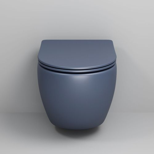 Унитаз подвесной Grossman Color GR-4455BLMS синий с сиденьем микролифт безободковый каскадный смыв - фото 3