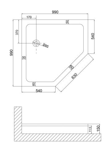 Душевой поддон акриловый Niagara Nova 100100DRUS 100х100 белый с ножками - фото 2