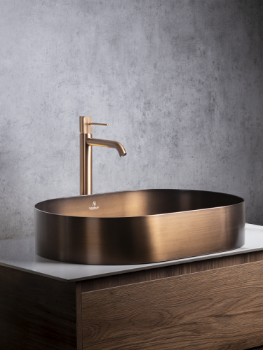 Раковина из нержавеющей стали AltroBagno Eterno AltroBagnoEterno001028BrAn 60х40 накладная цвет бронза - фото 3